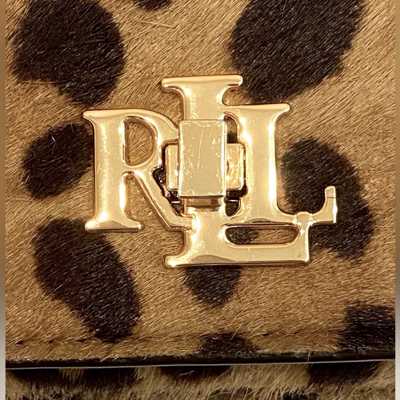 NWOT Lauren Ralph Lauren Leather Calf Hair Leopard Chain Crossbody Tech Bag $225 - Picture 5 of 15